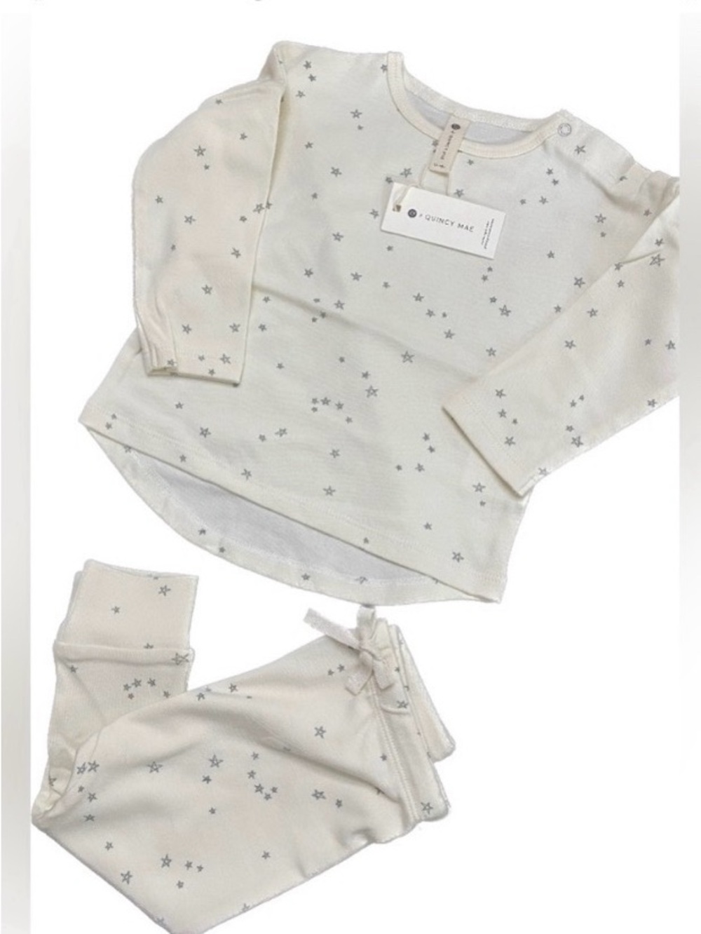$17 Quincy Mae 2pc Organic Cotton Set, Hi-Low Top & Drawstring Pants. Rylee+Cru
